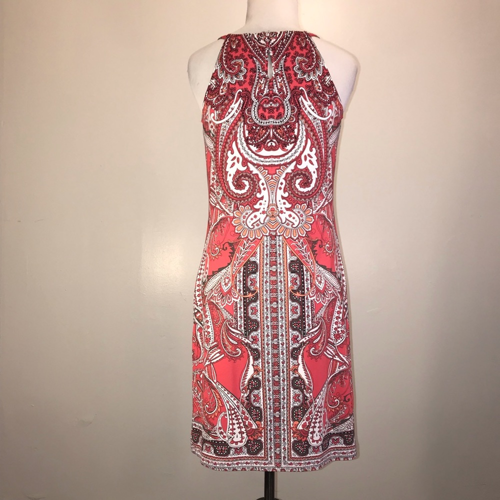 INC Coral Paisley Dress With Jeweled Front - Picture 5 of 6